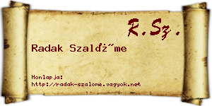 Radak Szalóme névjegykártya